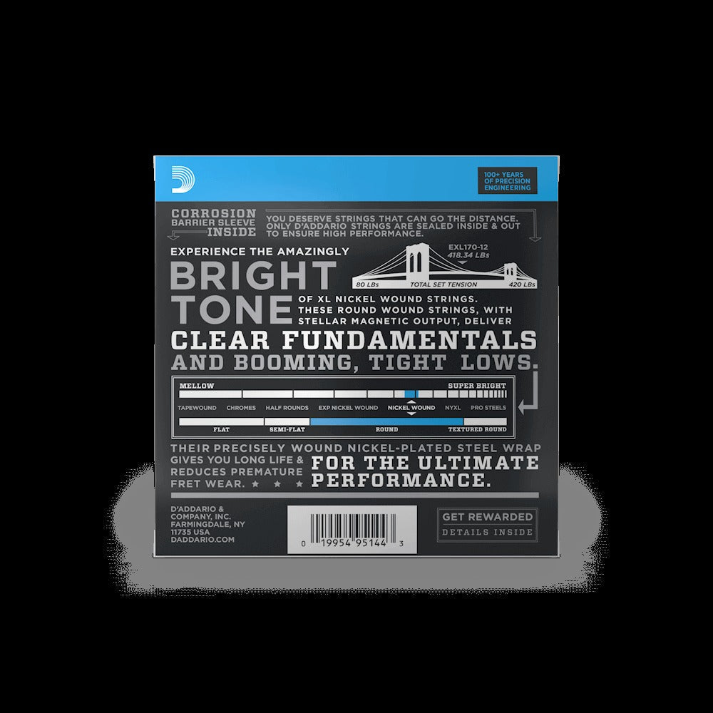 18-45 Regular Light 12-String, Long Scale, XL Nickel Bass Strings