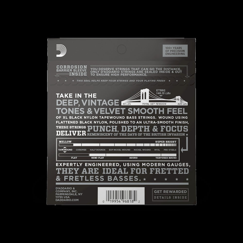 50-105 Medium, Long Scale, XL Nylon Tapewound Bass Strings