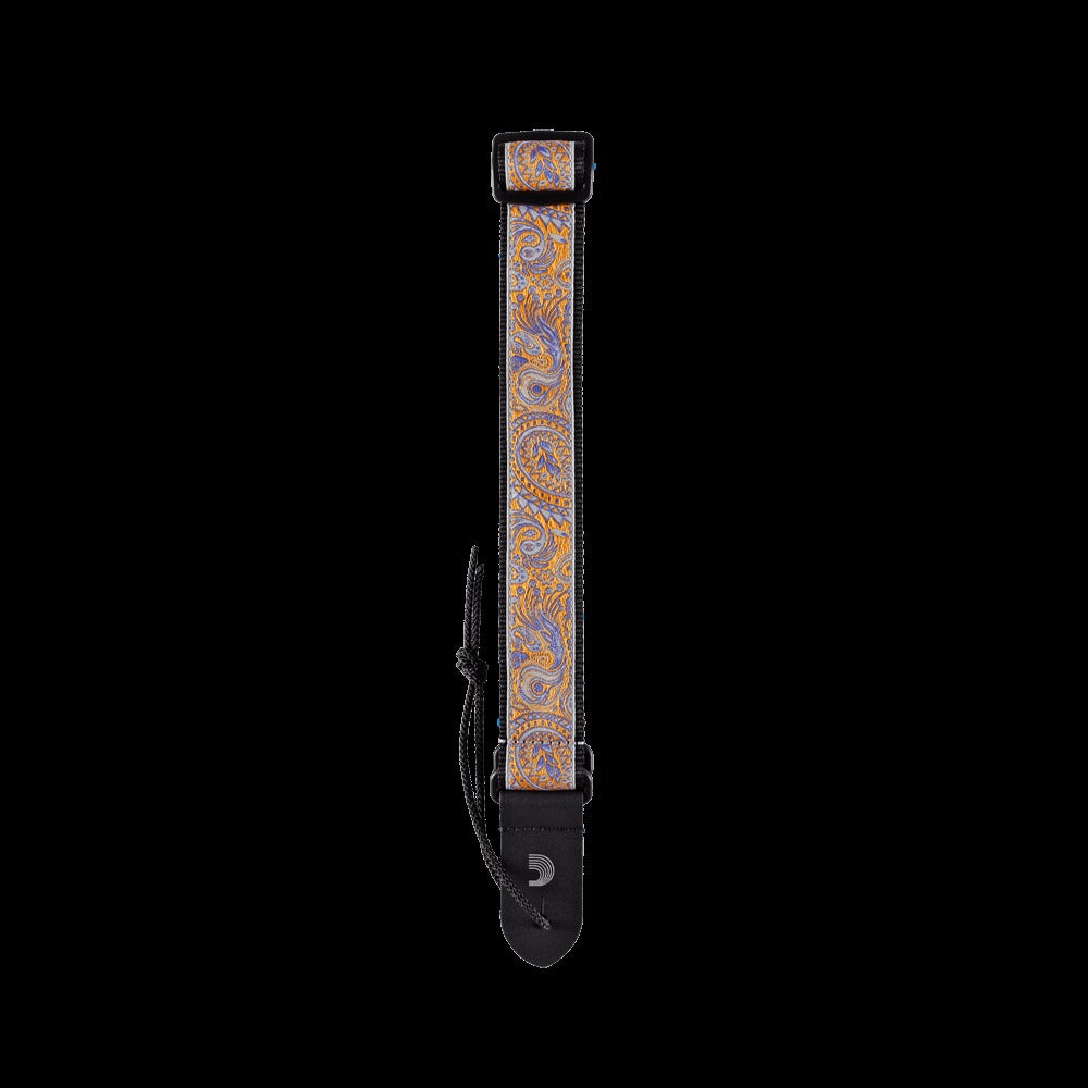 Jacquard Ukulele Straps, Paisley Grey/Orange
