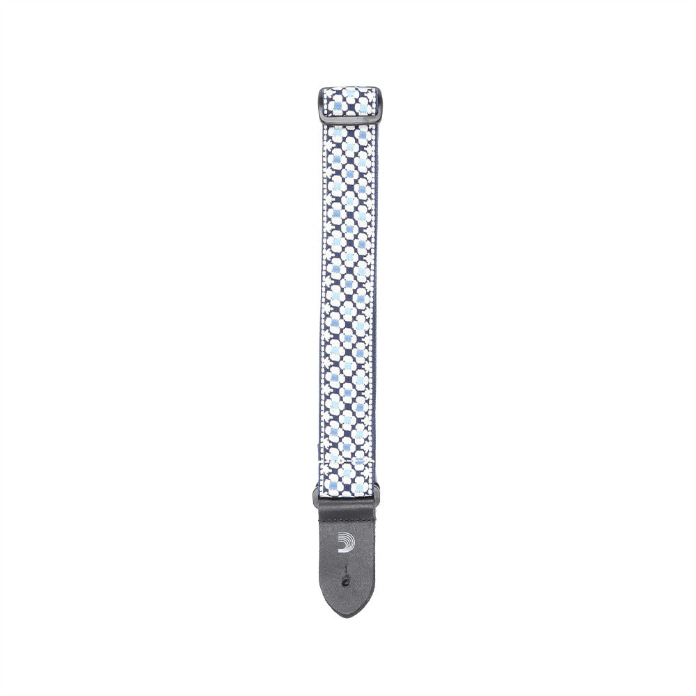Woven Ukulele Strap, Blue Flowers