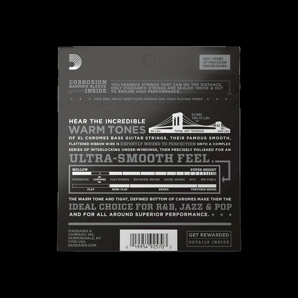 45-100 Regular Light, Long Scale, XL Chromes Bass Strings