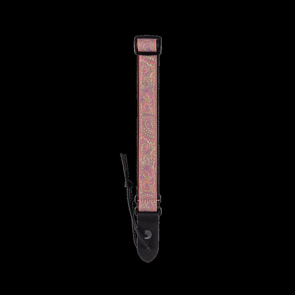 Jacquard Ukulele Straps, Paisley Pink/Green