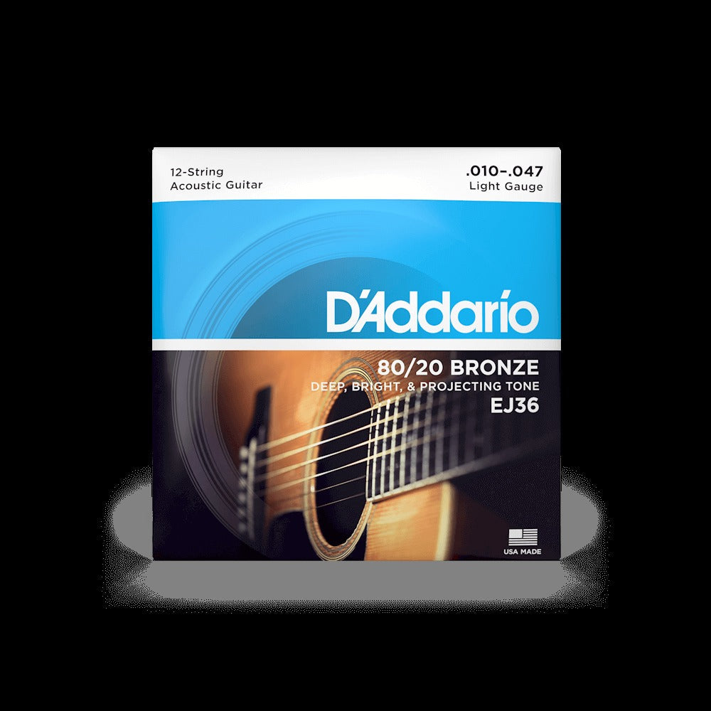 10-47 Light 12-String, 80/20 Bronze Acoustic Guitar Strings