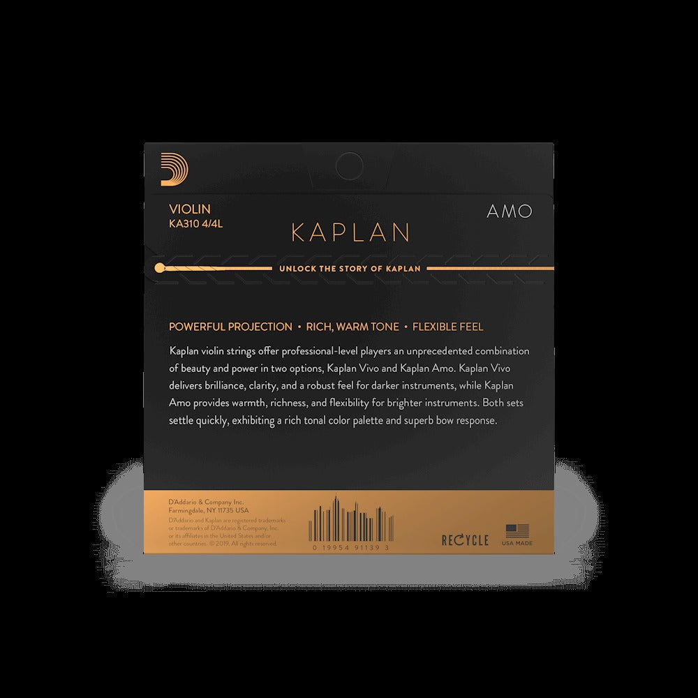 Kaplan Amo Violin String Set, 4/4 Scale, Light Tension