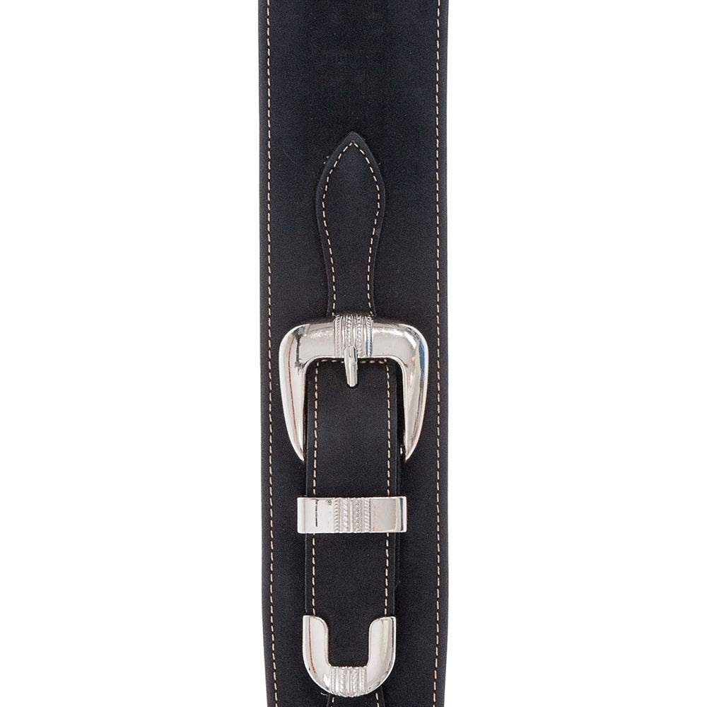 Belt Buckle Leather Guitar Strap, Black