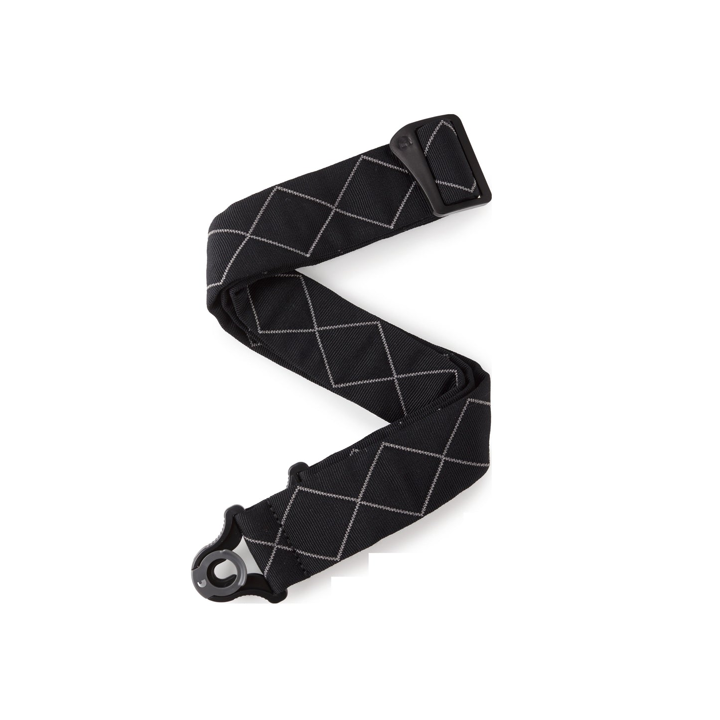Auto Lock Locking Guitar Strap, Black Padded Diamonds