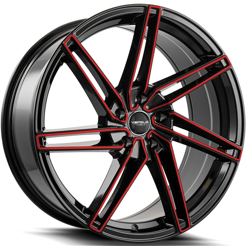 Versus Racing VS88 Black w/Red Spoke Edges 20x8.5 | 5x114.3 (VS8820855114+35BLACK/RED)