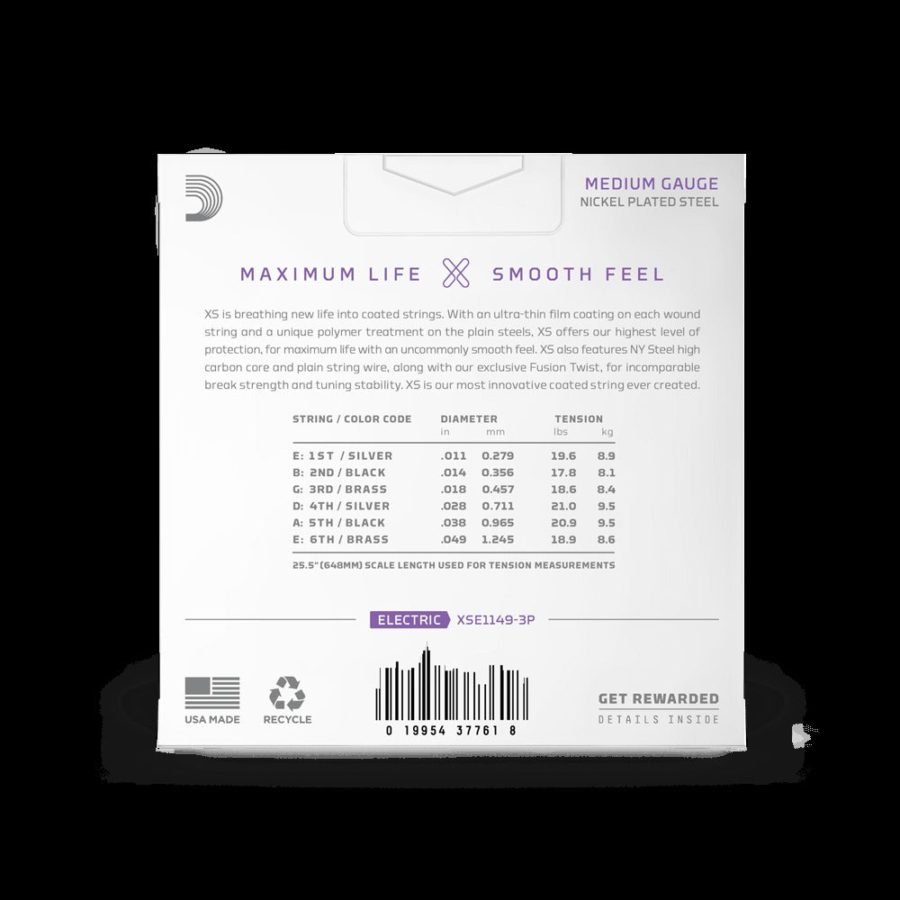 11-49 Medium, XS Nickel Coated Electric Guitar Strings
