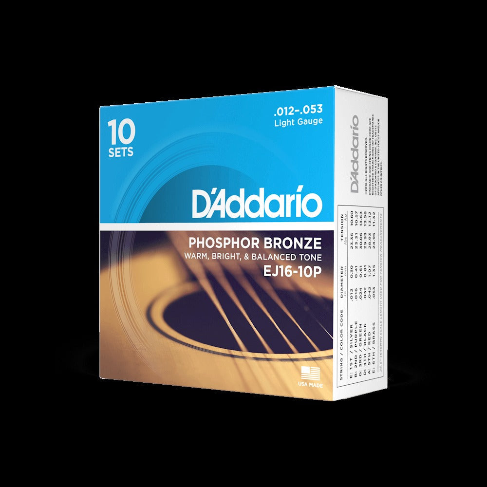 12-53 Light, Phosphor Bronze Acoustic Guitar Strings