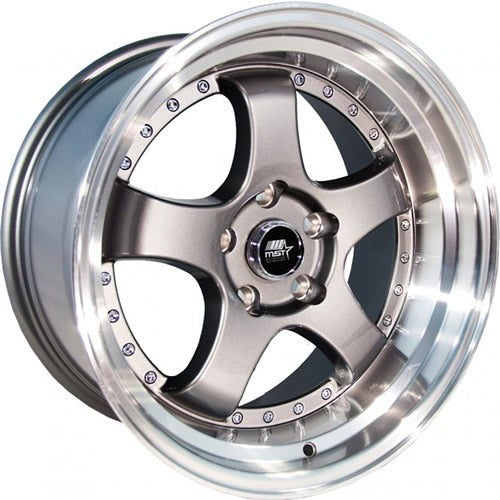 MST Wheels MT07 Black w/ Machined Lip and Gold Rivets 17x9 | 5x114.3 (07-7965-20-BKGL)