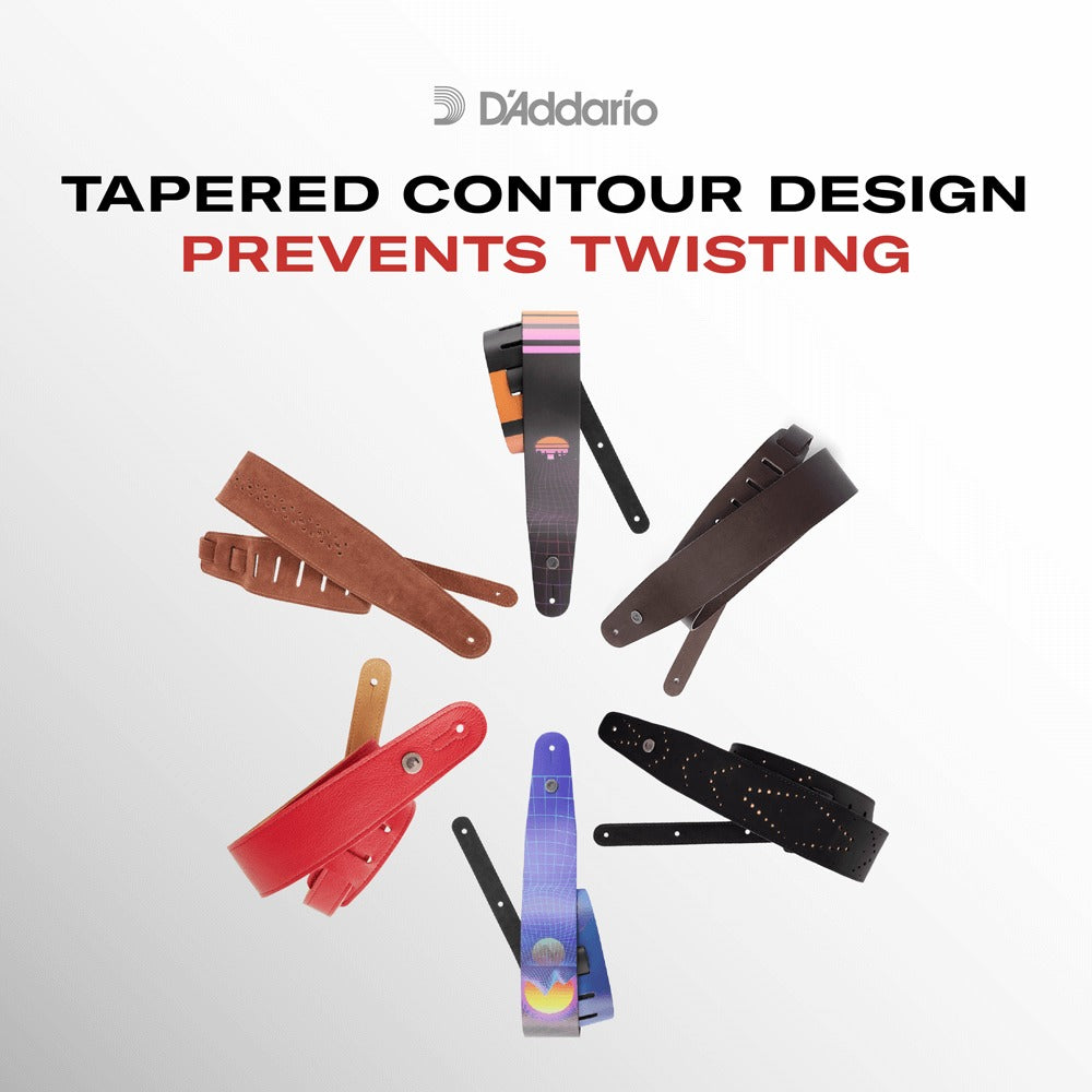 Outrun Printed Leather Guitar Strap, Power Grid