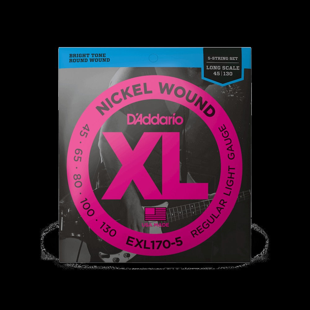 45-130 Regular Light 5-String, Long Scale, XL Nickel Bass Strings