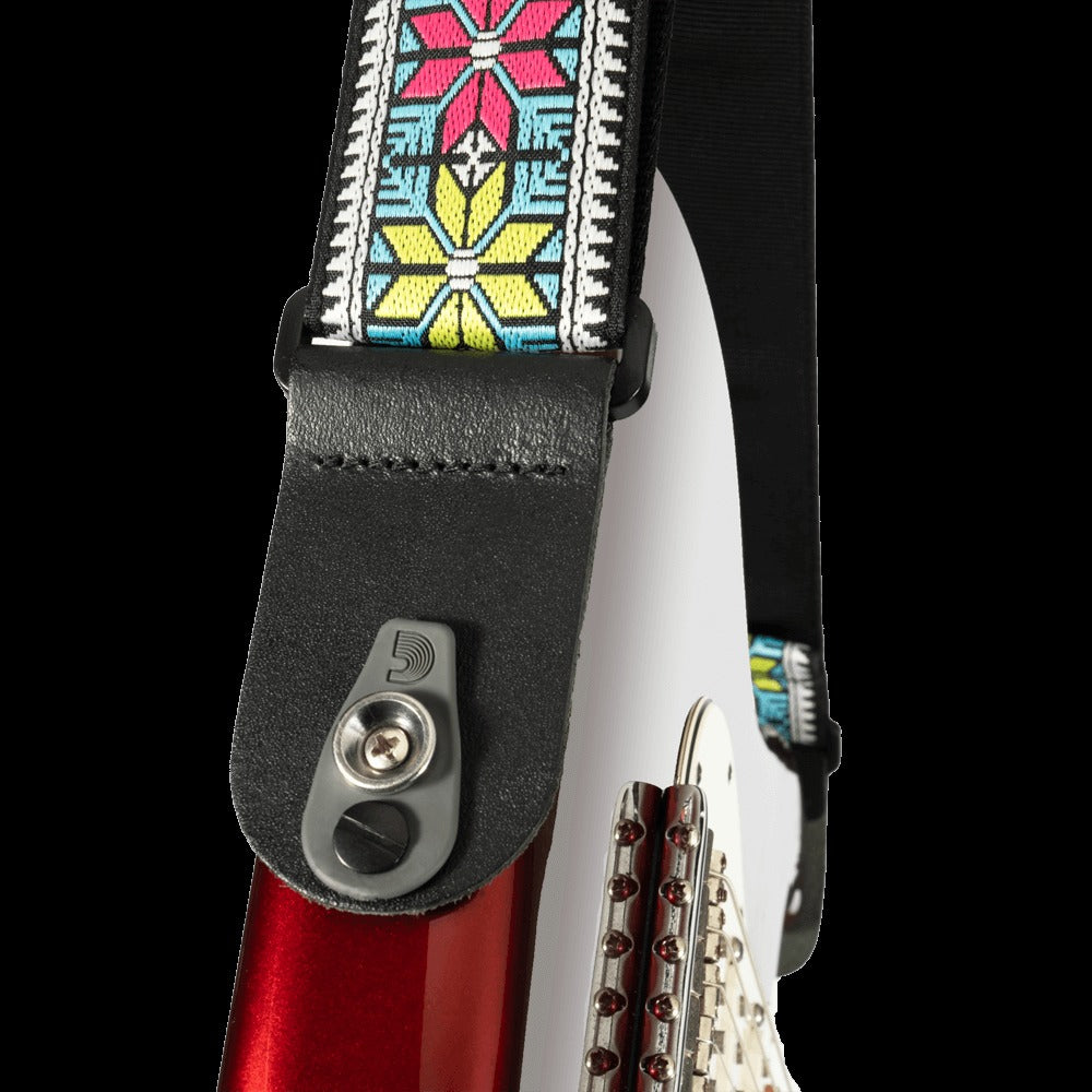 Pad Lock Woven Guitar Strap, Parallel Flowers