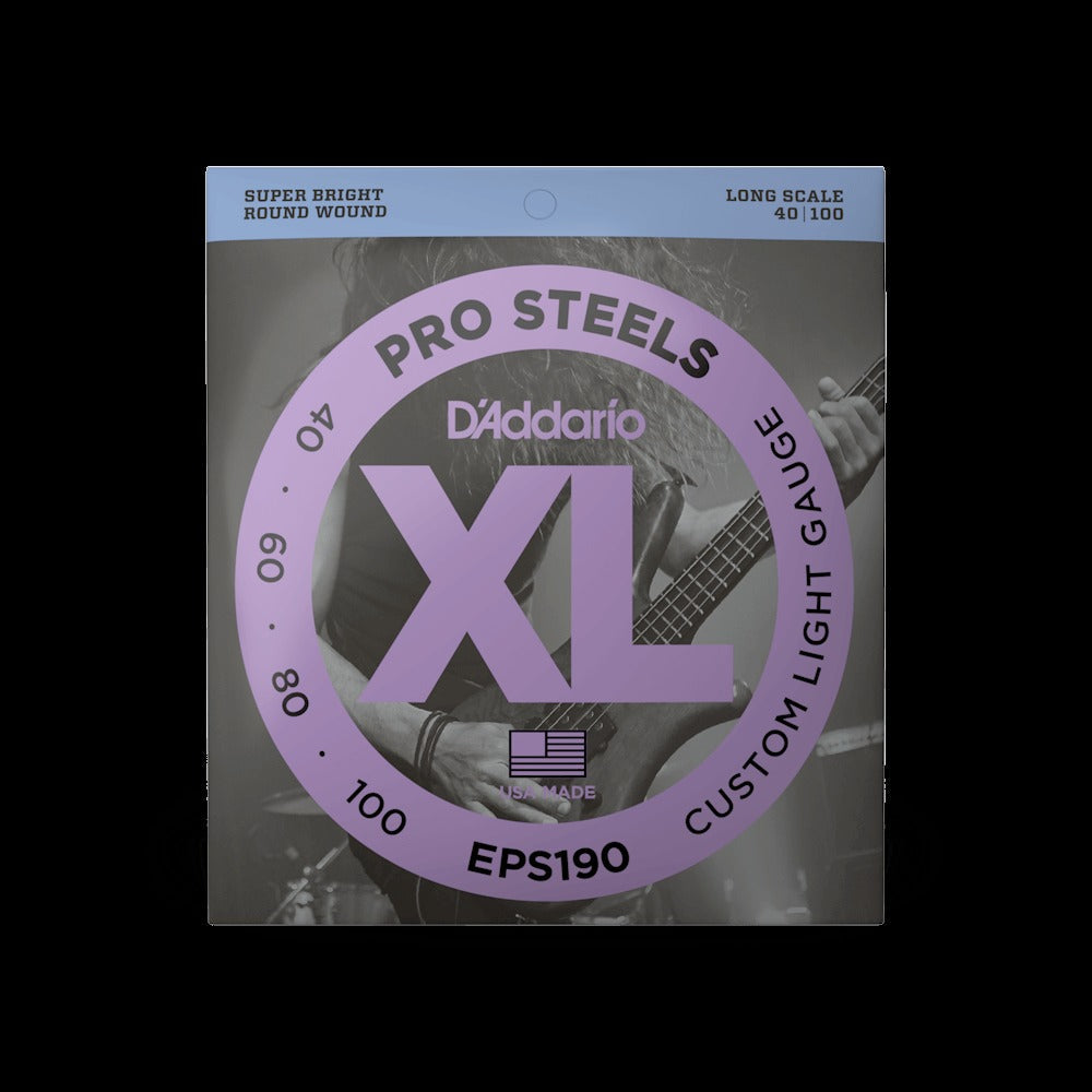 40-100 Custom Light, Long Scale, XL ProSteels Bass Strings