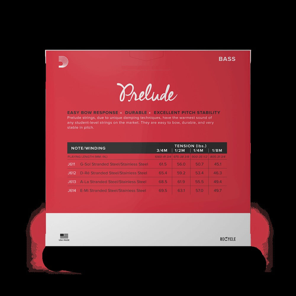 Prelude Bass String Set, 1/2 Scale, Medium Tension