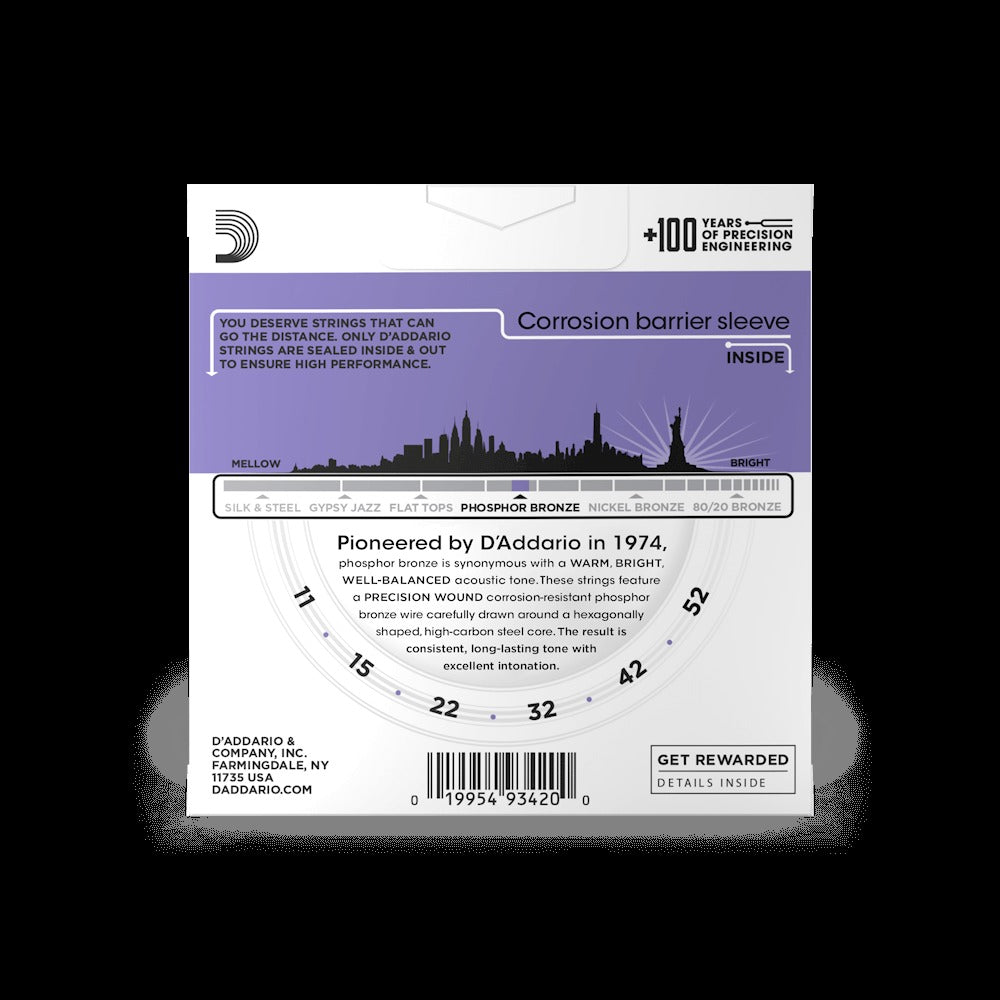11-52 Custom Light, Phosphor Bronze Acoustic Guitar Strings