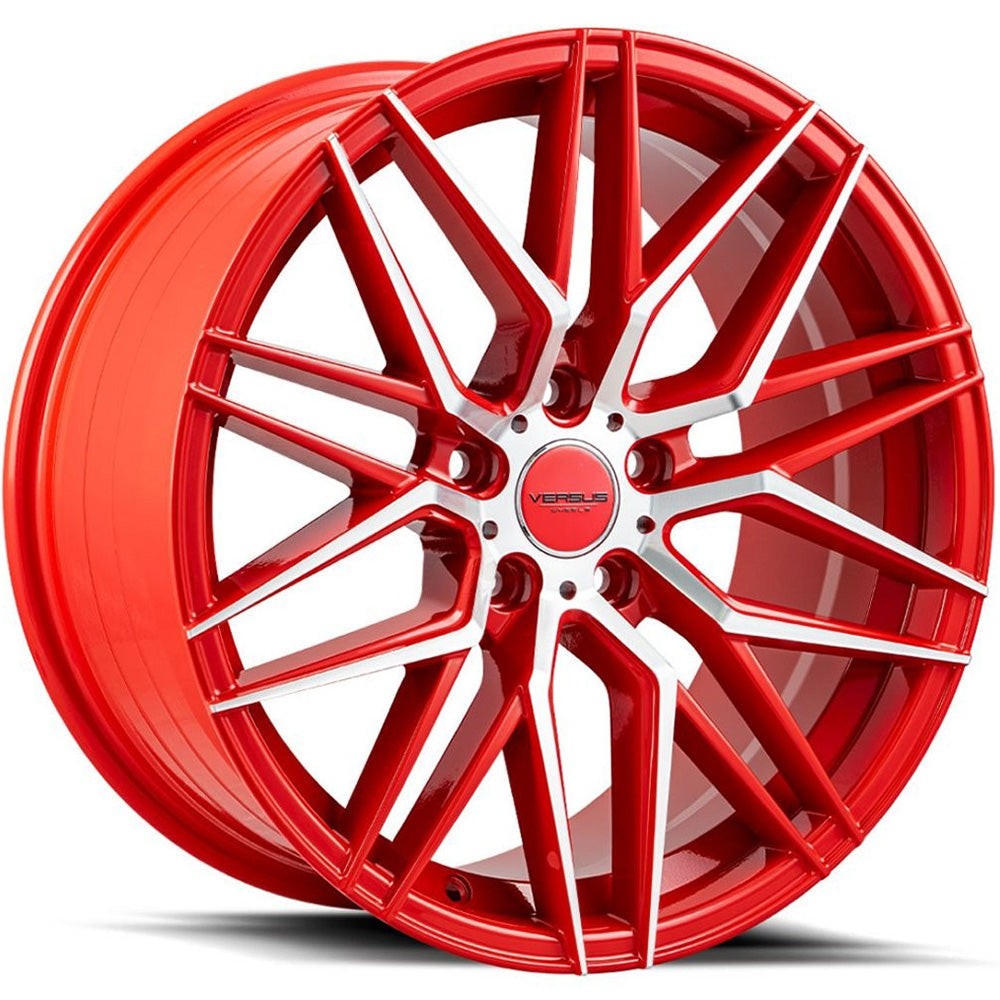 Versus Racing VS1121 Gloss Red w/Machined Spoke Faces 17x7.5 | 5x114.3 (VS112117755114+40RMF)