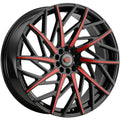 Revolution Racing RR21 Black w/ Red Spoke Accents 20x8 | 5x110/5x114.3 (RR21-20851014+40BR)