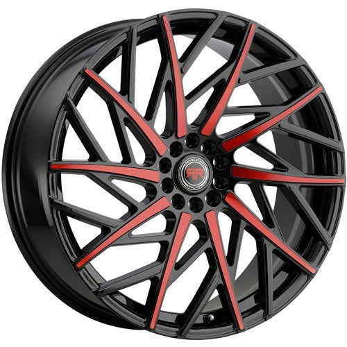Revolution Racing RR21 Black w/ Red Spoke Accents 20x8 | 5x110/5x114.3 (RR21-20851014+40BR)