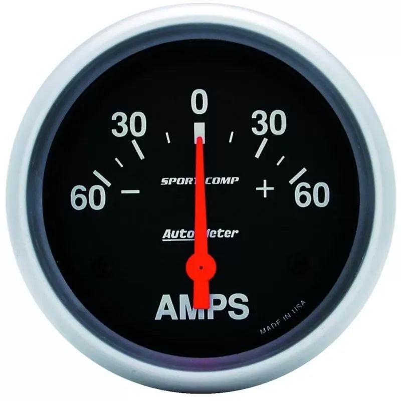 Autometer 2-5/8" 60-0-60 AMPS Ammeter Gauge SPORT-COMP | Universal (3586)