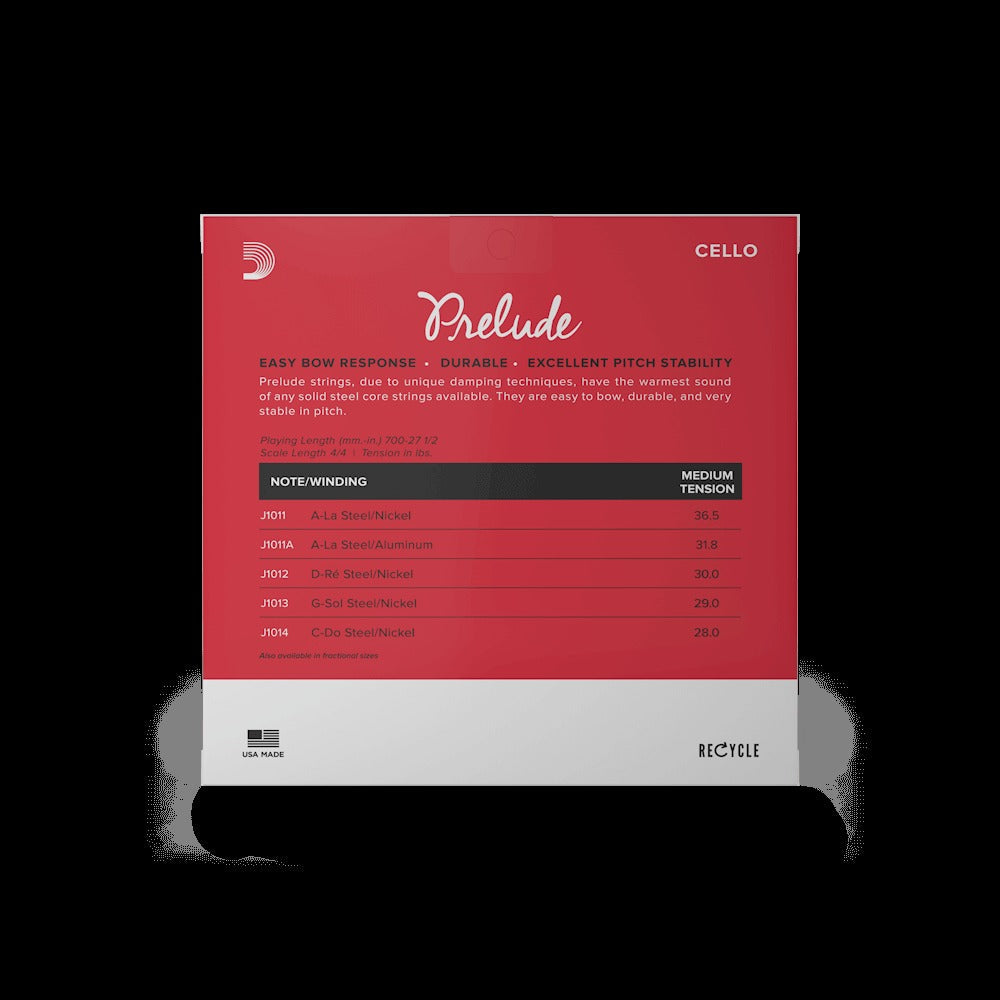 Prelude Cello String Set, 4/4 Scale, Medium Tension