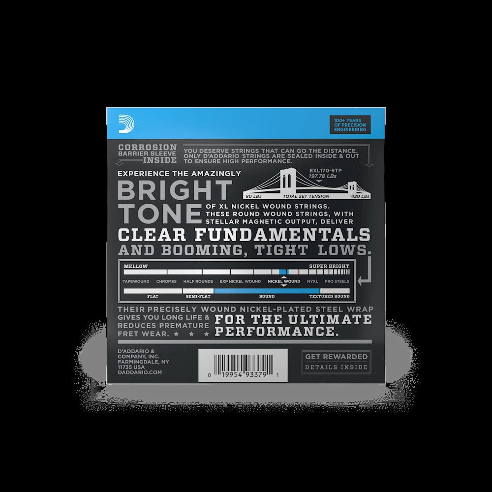 45-130 Regular Light 5-String, Long Scale, XL Nickel Bass Strings