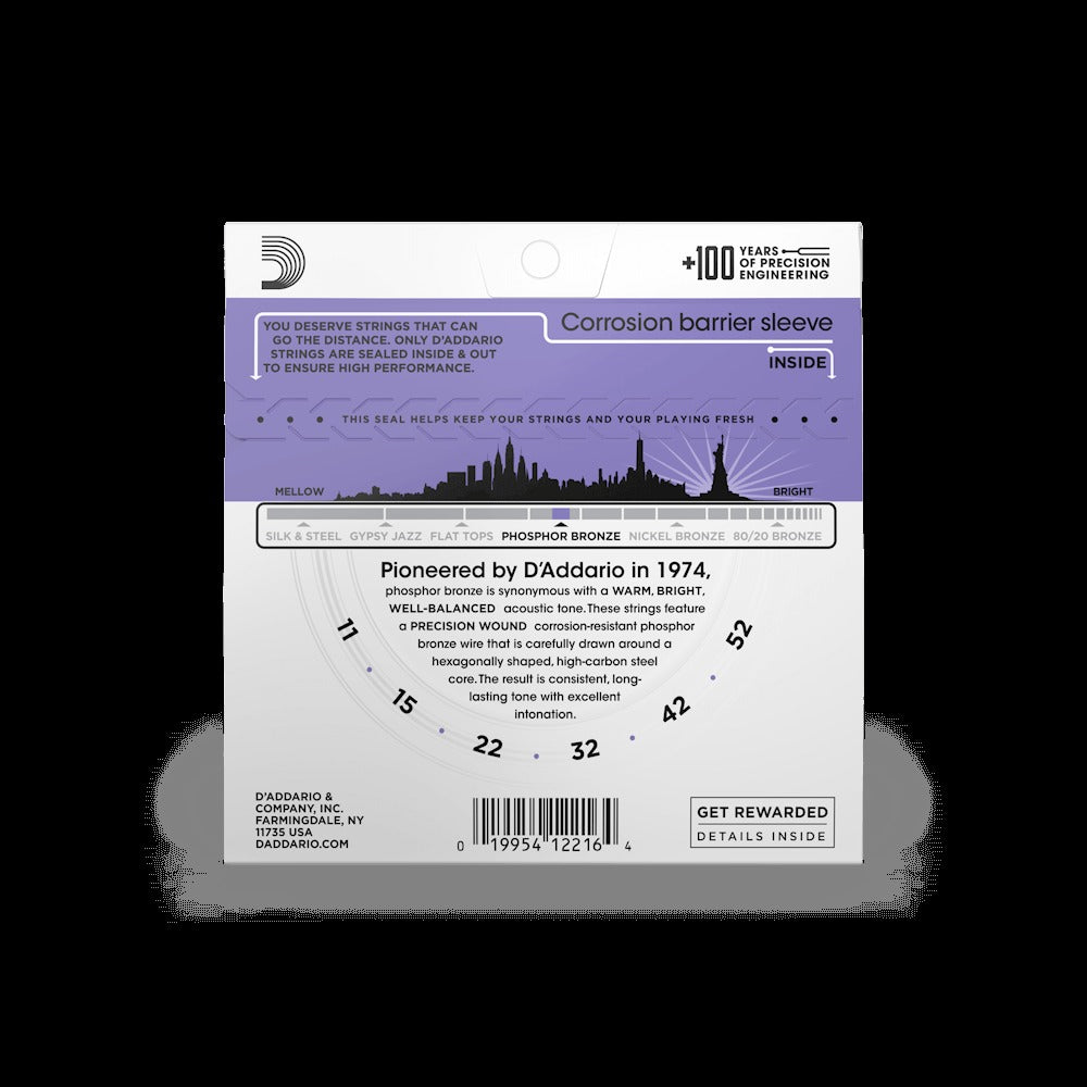 11-52 Custom Light, Phosphor Bronze Acoustic Guitar Strings