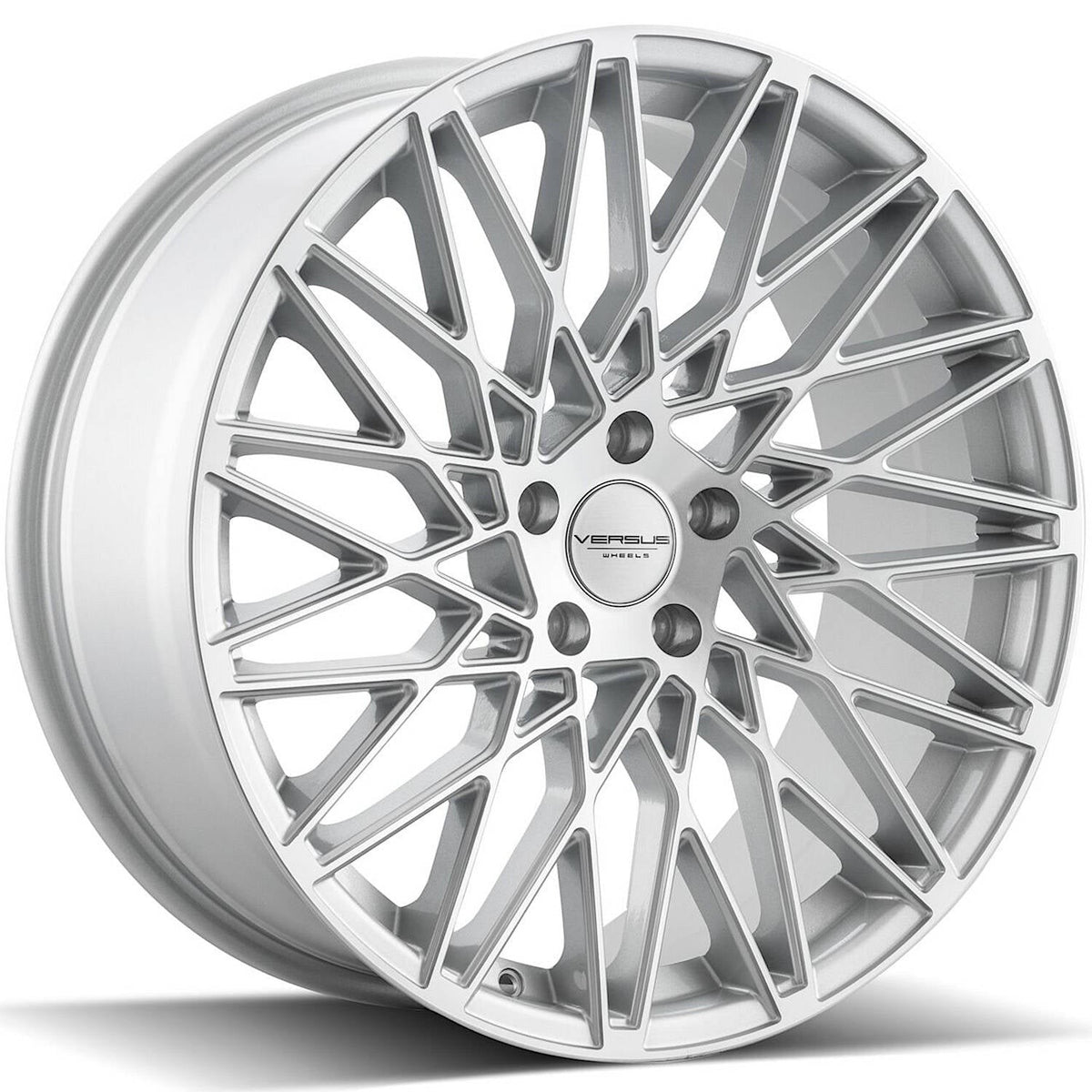 Versus Racing VS001 Silver w/Machined Spoke Faces and Outer Lip Ring 20x8.5 | 5x112 (VS00120855112+35SMF)