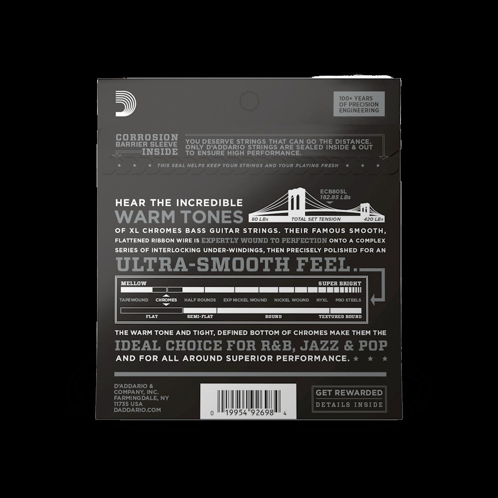 40-95 Super Light, Super Long Scale, XL Chromes Bass Strings