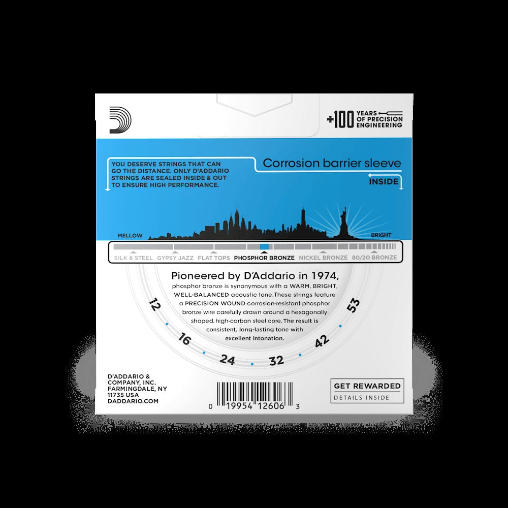 12-53 Light, Phosphor Bronze Acoustic Guitar Strings
