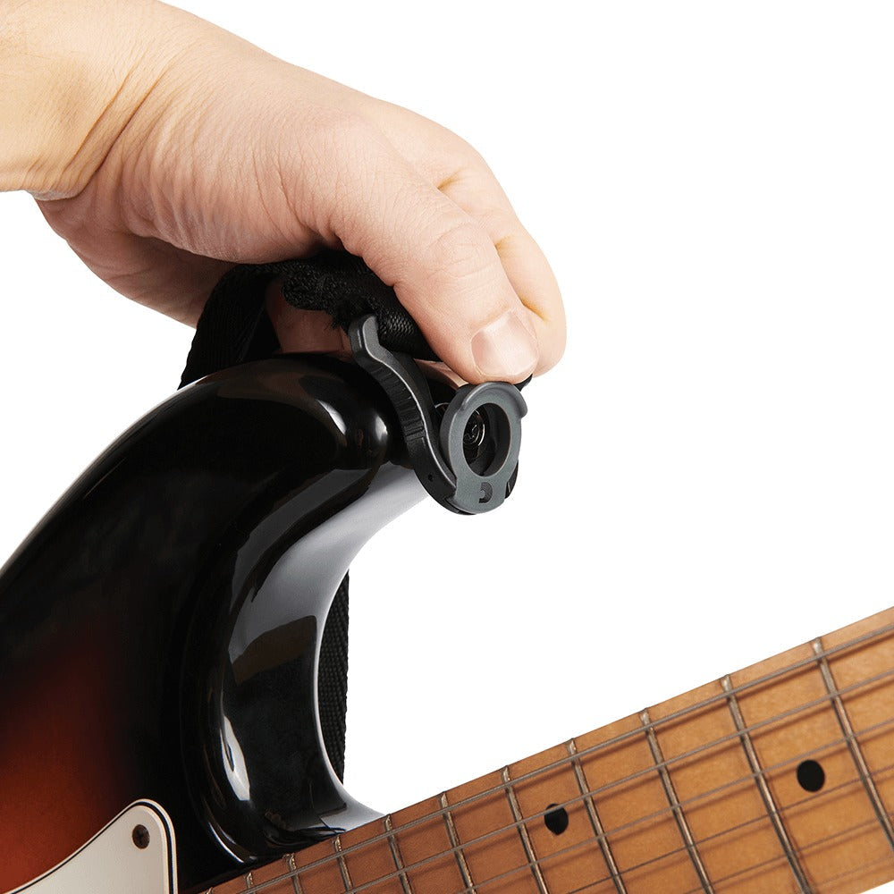 Auto Lock Locking Guitar Strap, Black Padded Diamonds
