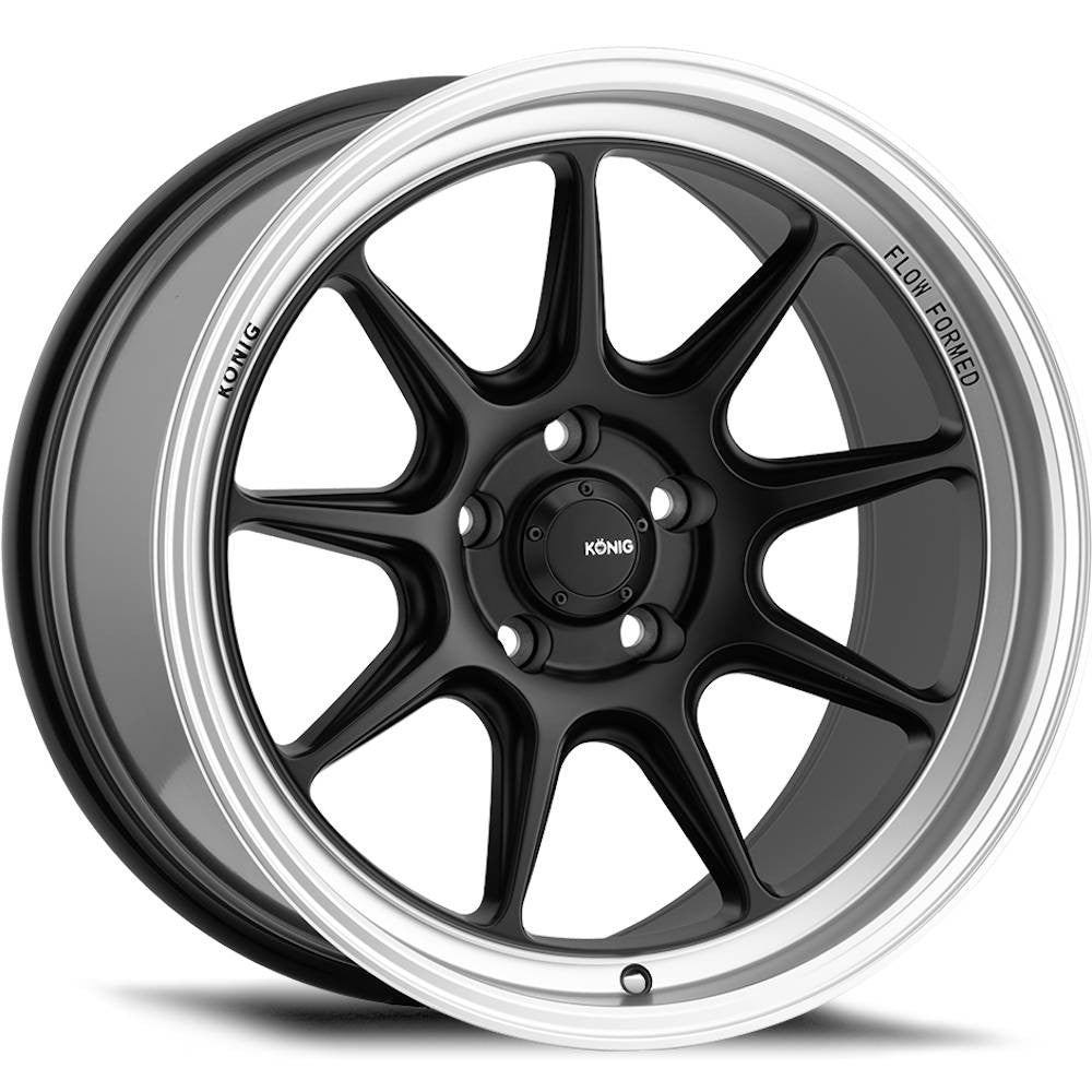 Konig Countergram Matte Black w/ Matte Machined Lip 15x9 | 4x100 (CT95100355)