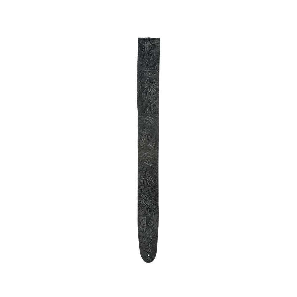 Embossed Leather Guitar Strap, Black