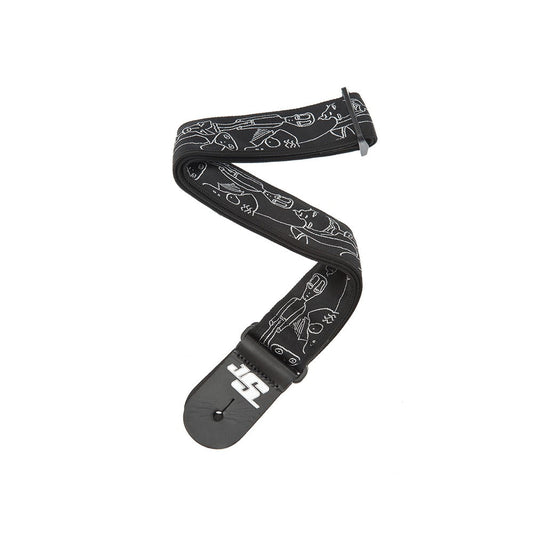 Joe Satriani Guitar Strap, Silver Sketches