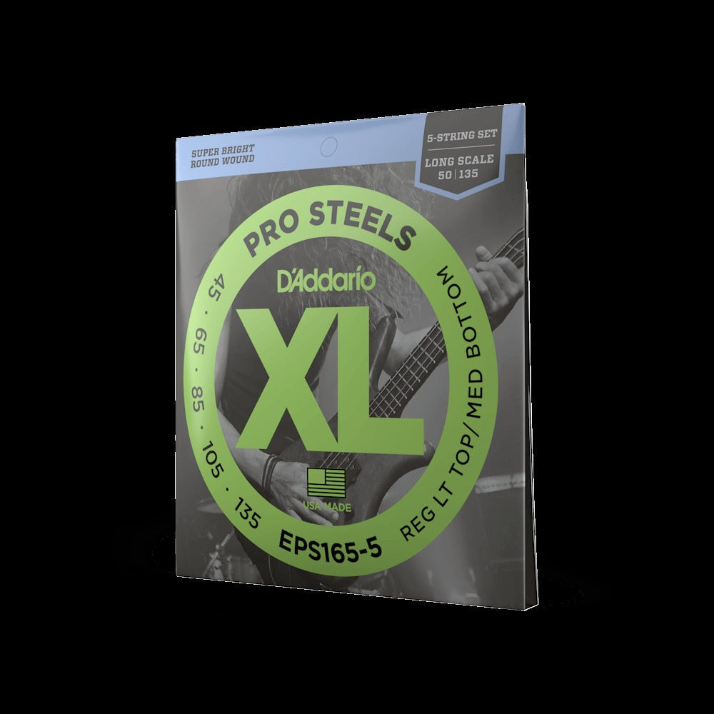 45-135 Regular Light Top/Medium Bottom 5-String, Long Scale, XL ProSteels Bass Strings