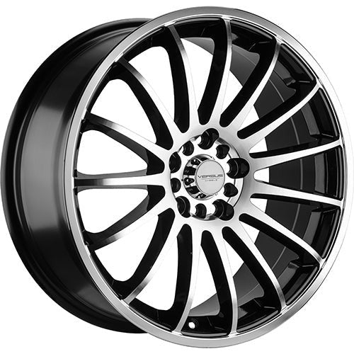 Versus Racing VS162 Black w/Machined Spoke Faces and Outer Lip Ring 17x7.5 | 5x100/5x114.3 (VS162177510H+40BMF)