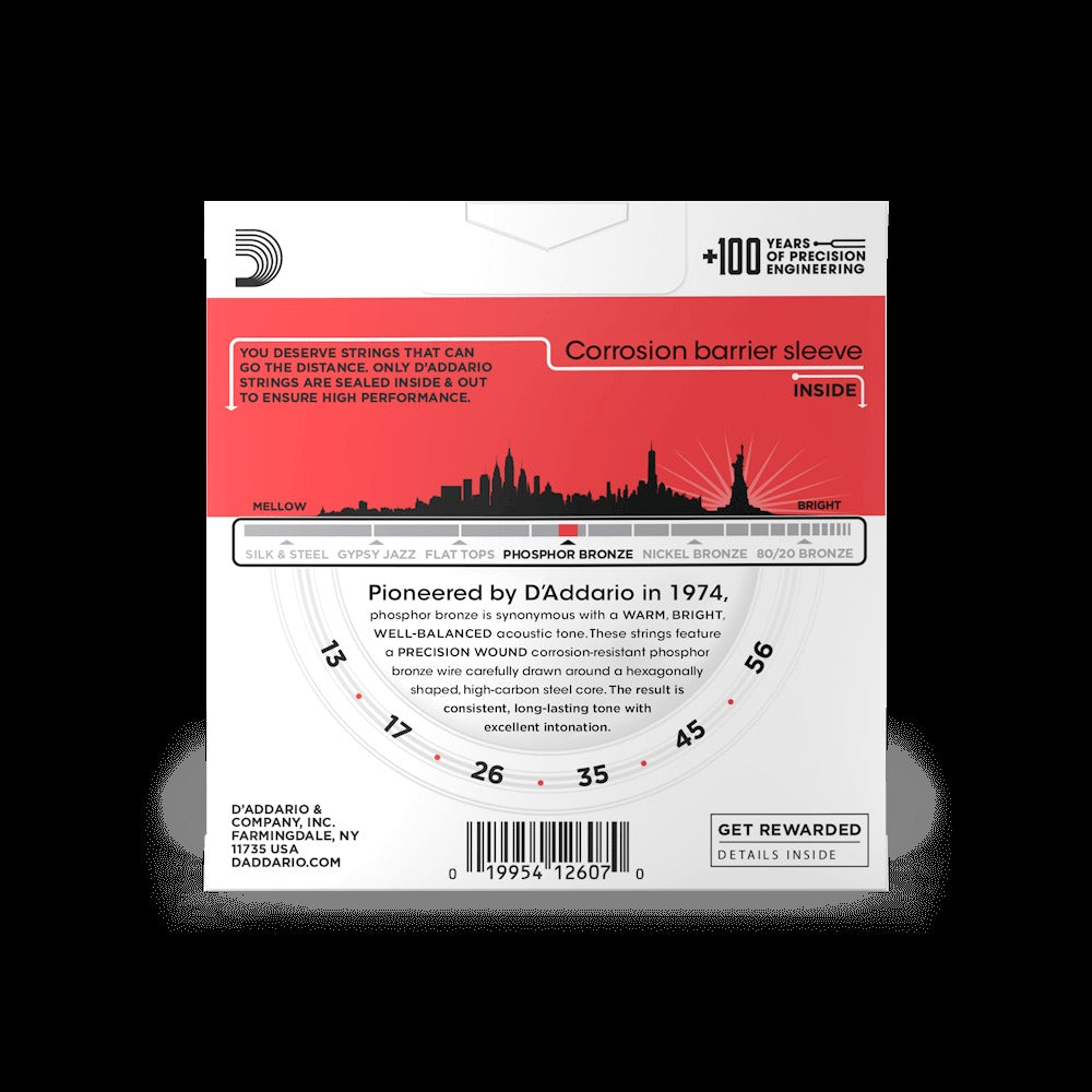 13-56 Medium, Phosphor Bronze Acoustic Guitar Strings