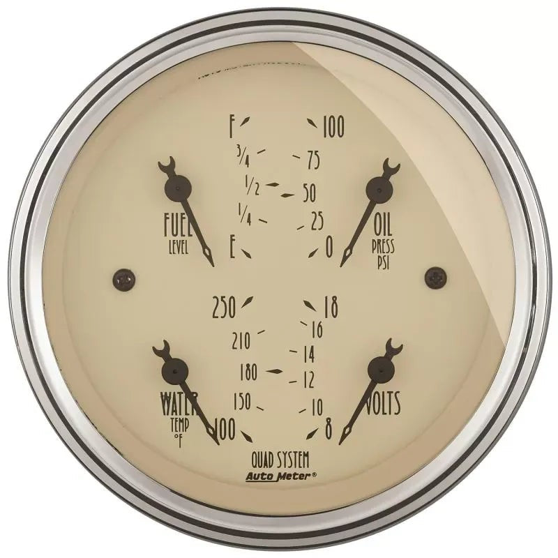 Autometer 3-3/8" 100 PSI/100-250 °F/8-18V/240-33 Ω Quad Gauge Antique Beige | Universal (1812)