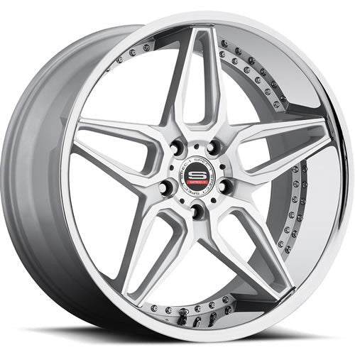 Spec-1 Wheels SSL-301 Silver w/ Chrome Stainless Steel Lip 22x9 | 5x115 (A0076-22905115+15MS)