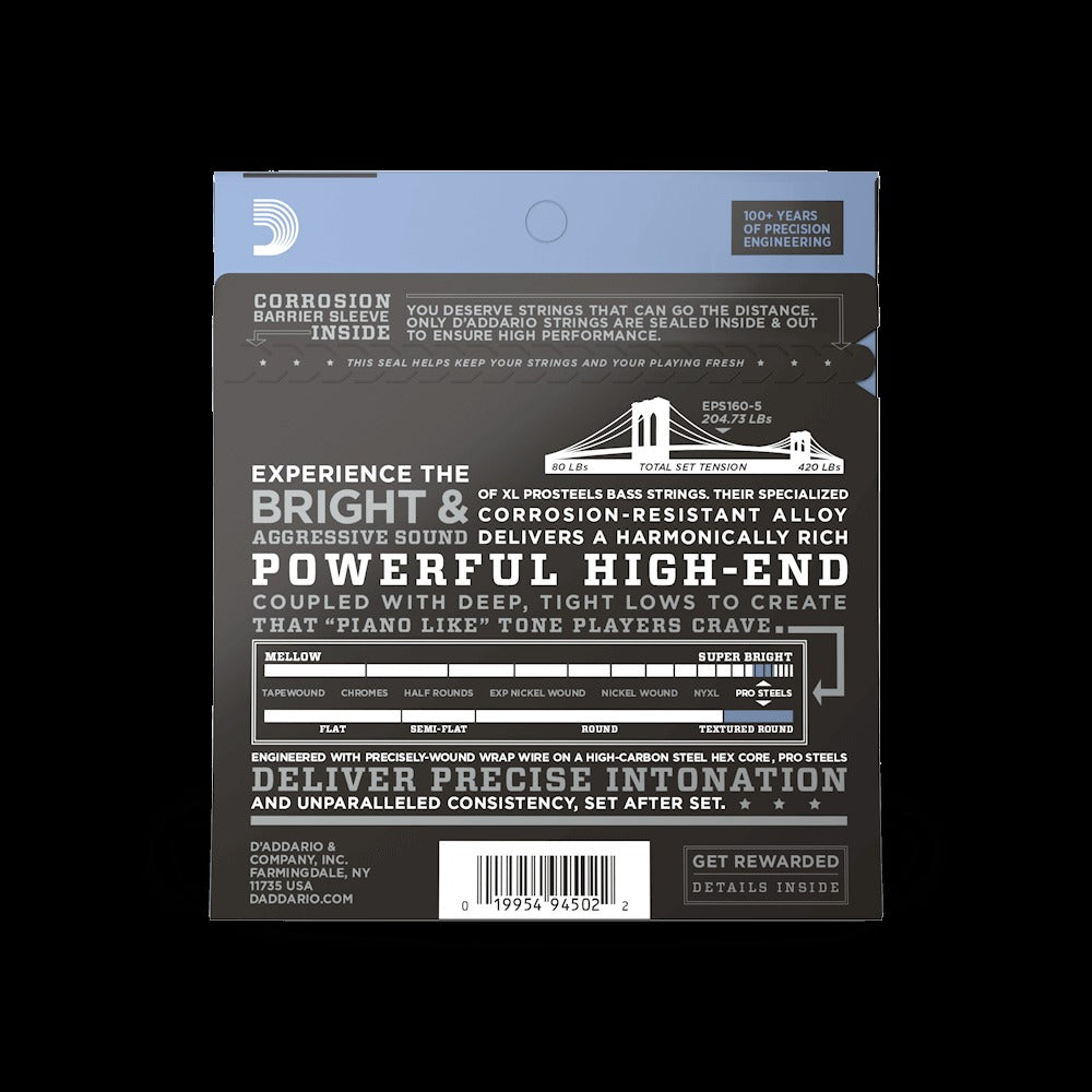 50-135 Medium 5-String, Long Scale, XL ProSteels Bass Strings