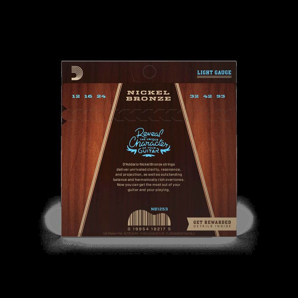 12-53 Light, Nickel Bronze Acoustic Guitar Strings