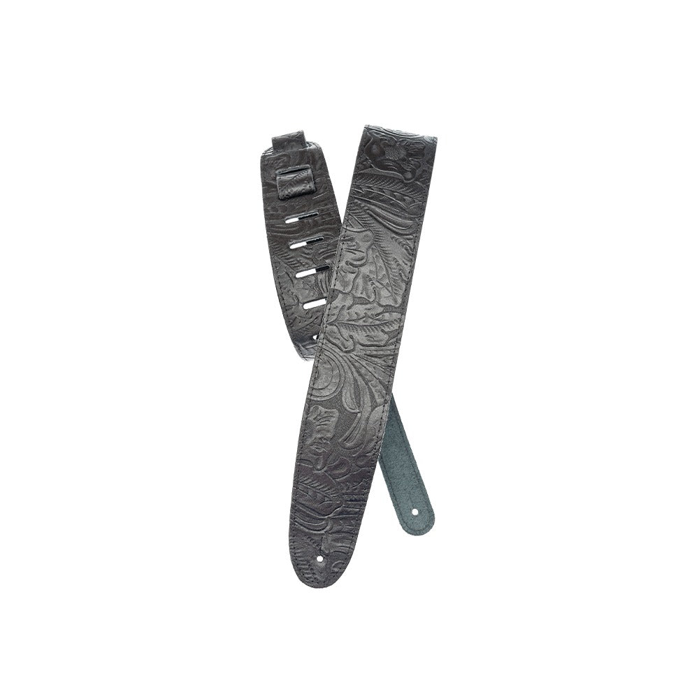 Embossed Leather Guitar Strap, Black