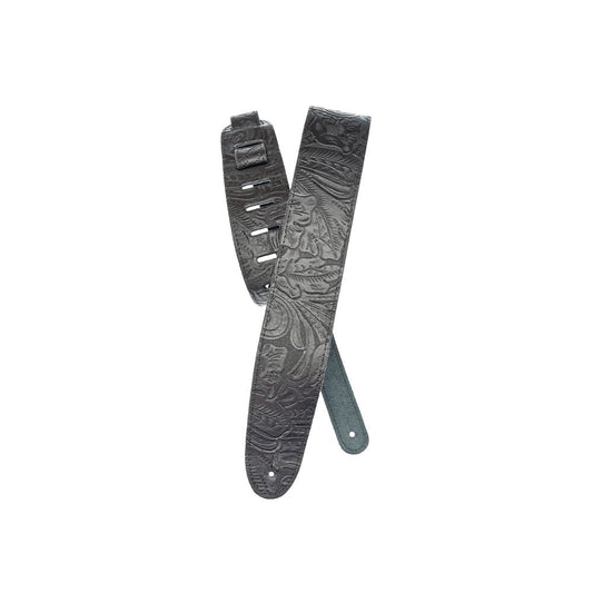 Embossed Leather Guitar Strap, Black