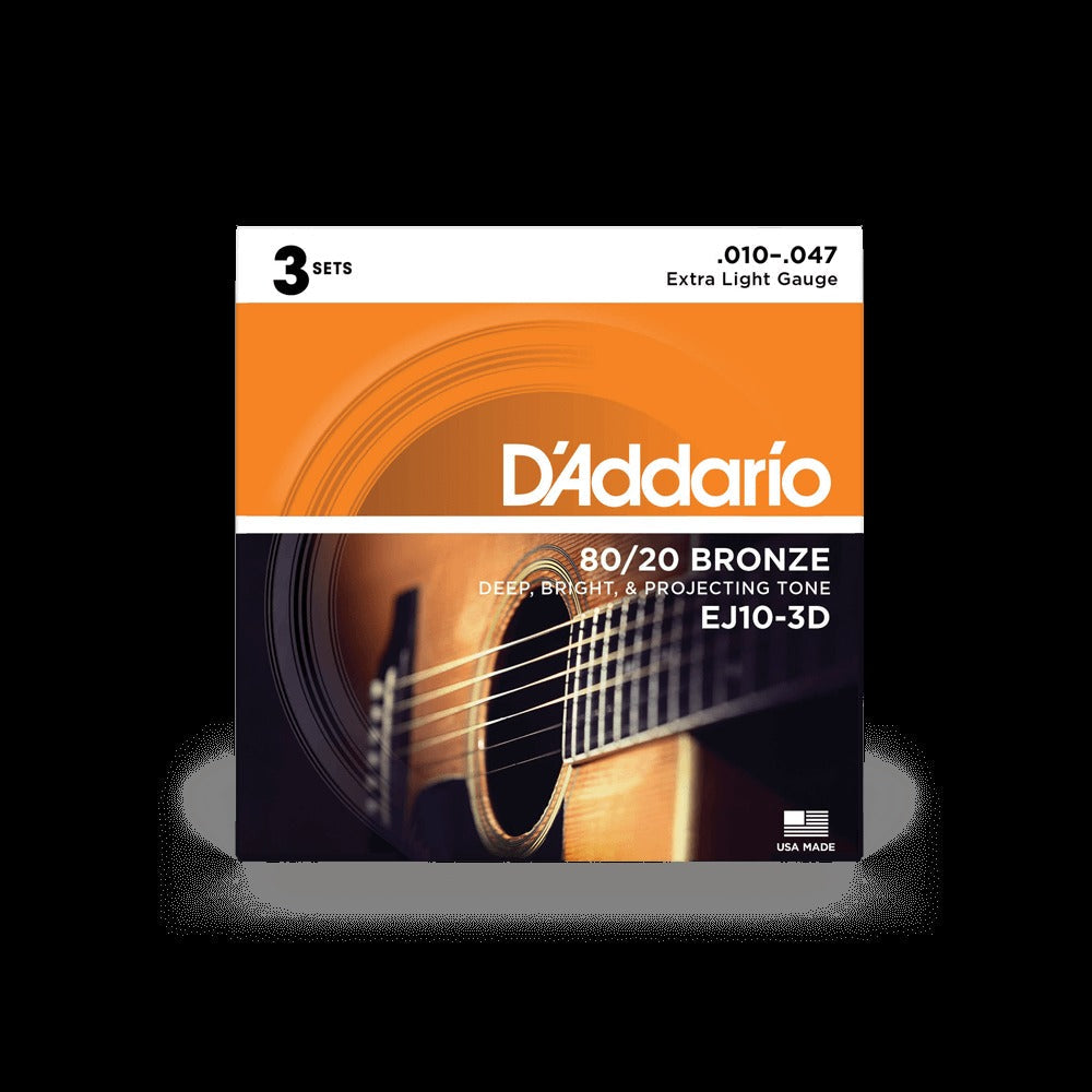 10-47 Extra Light, 80/20 Bronze Acoustic Guitar Strings