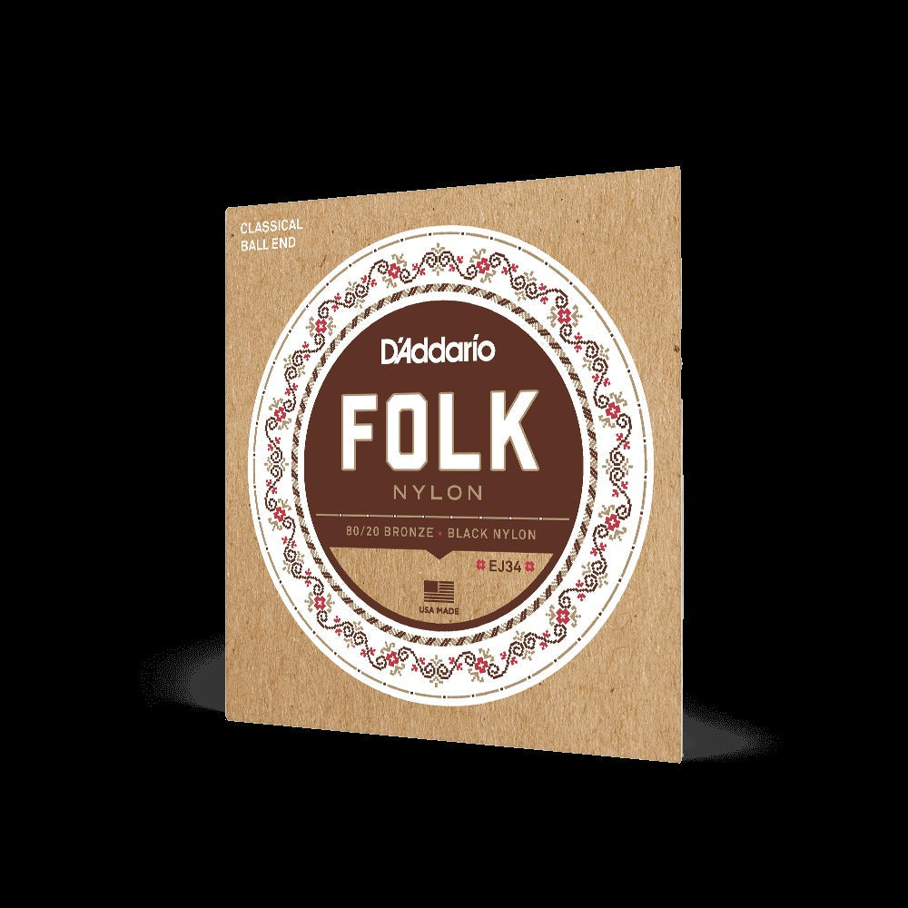 Normal Tension Ball End, 80/20 Bronze/Black Nylon, Folk Nylon Classical Guitar Strings