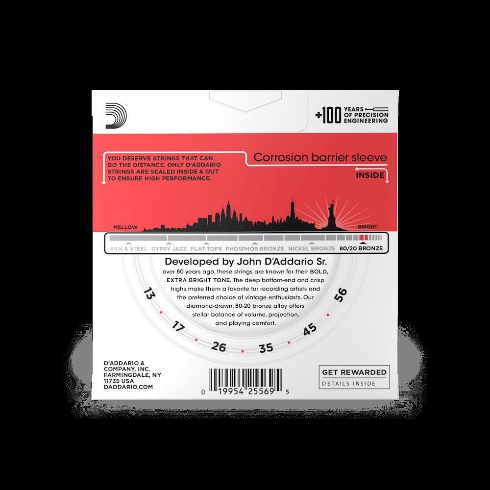 13-56 Medium, 80/20 Bronze Acoustic Guitar Strings