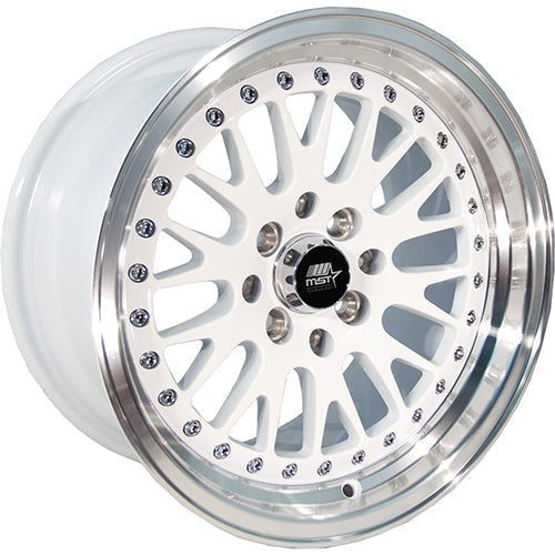MST Wheels MT10 White w/ Machined Lip 15x8 | 4x100/4x114.3 (10-5816-25-WHTL)