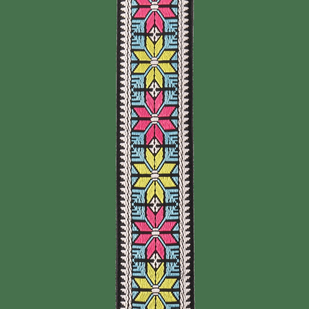 Pad Lock Woven Guitar Strap, Parallel Flowers
