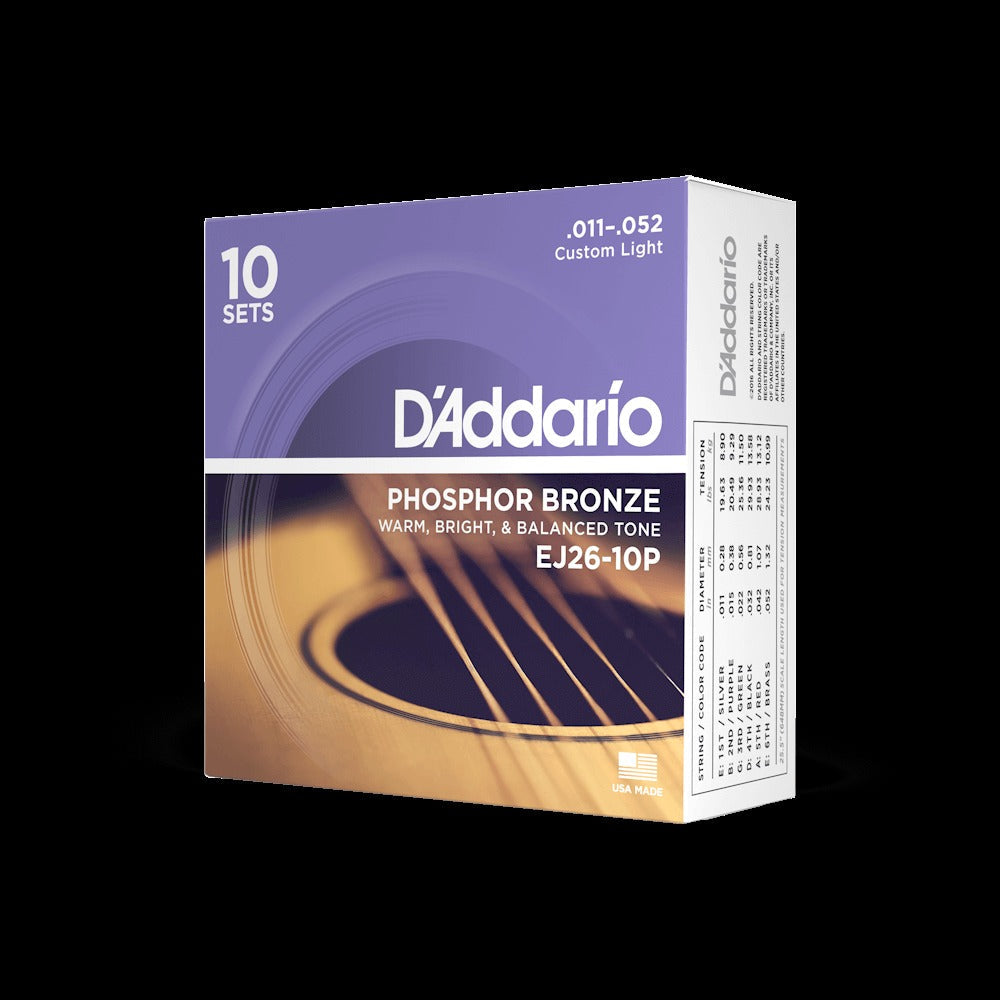 11-52 Custom Light, Phosphor Bronze Acoustic Guitar Strings