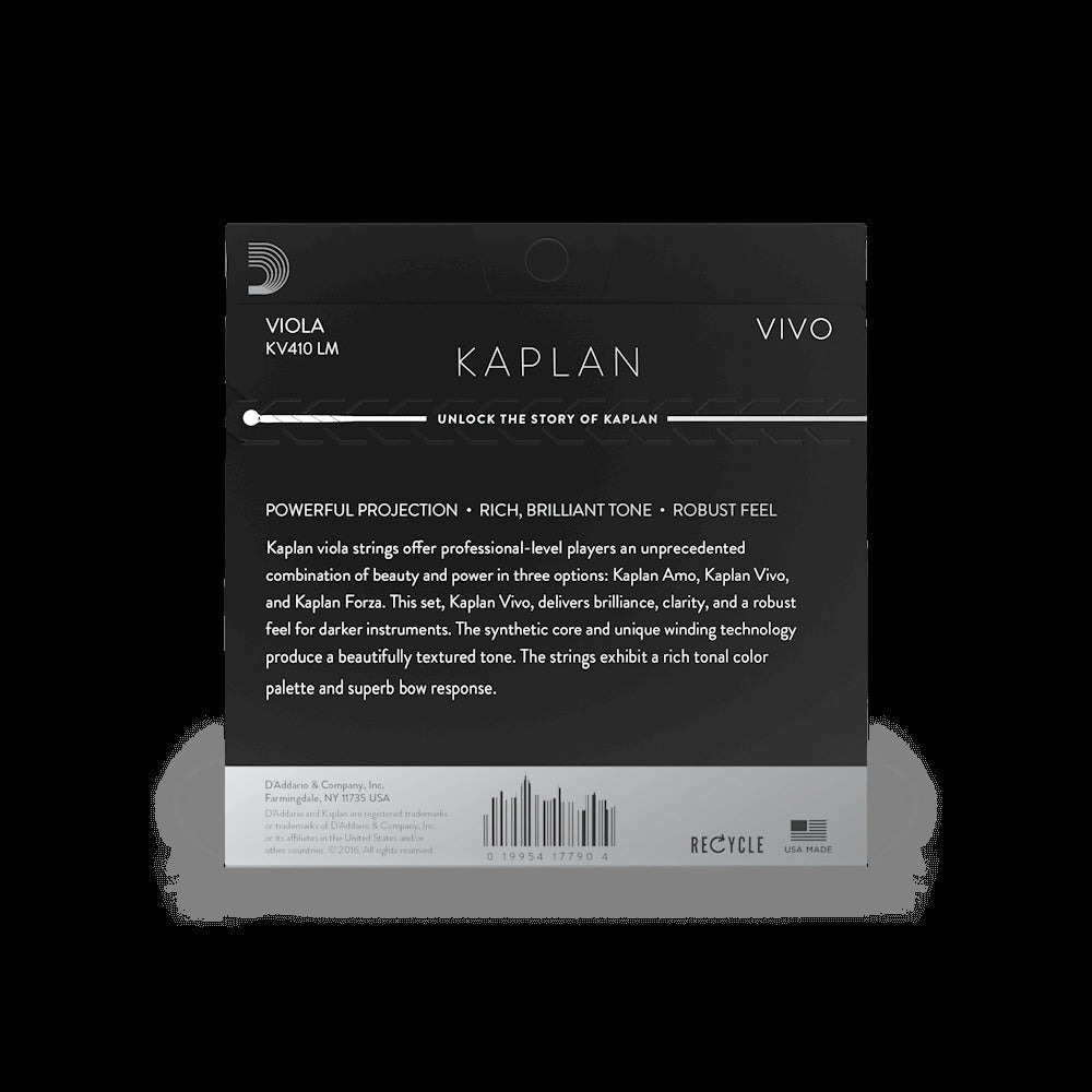 Kaplan Vivo Viola String Set, Long Scale, Medium Tension